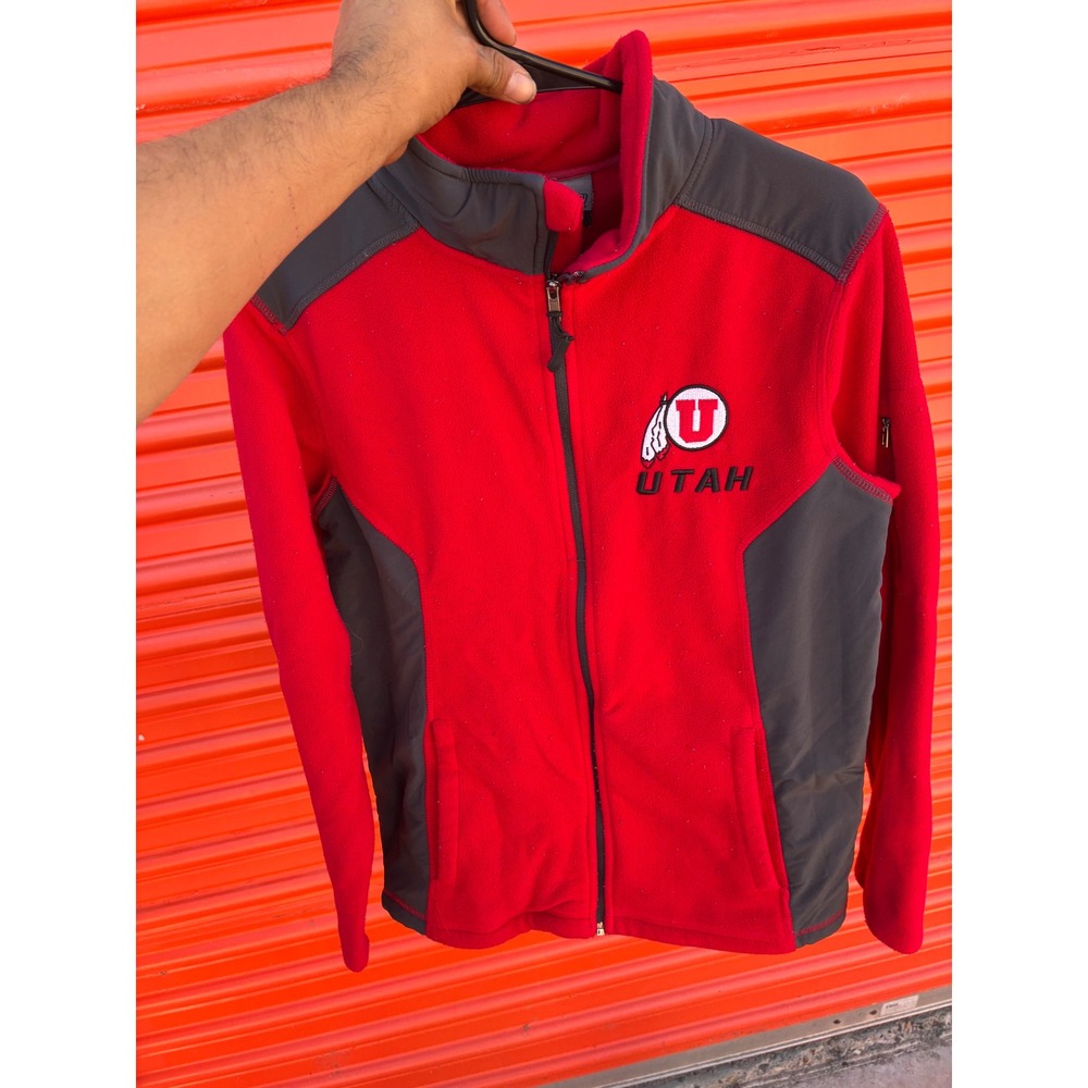 Colosseum Athletics University of Utah Utes Fleece Jacket Red Grey Mens Small